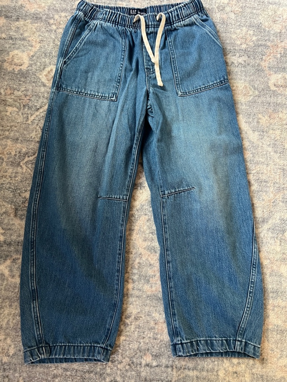 GAP Women's Cropped Elastic-Waist Denim Jeans - Blue